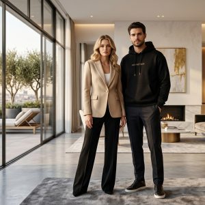 Atelier Minimalist Trench Coat & Silk Shirt Set